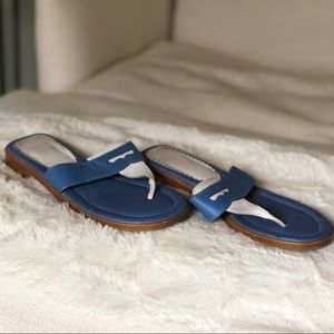 Blue and White Lands’ End Slide Sandal
